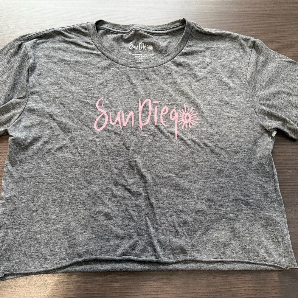 Gray San Diego Graphic Tee Crop Top